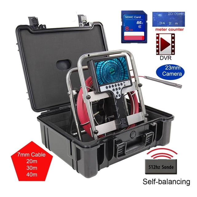 7mm Soft Cable 23mm Auto Self Balancing DVR Counter Endoscope Pipe Inspection Camera With 512hz Sonda Transmitter And Locator ,Easily Maneuver
