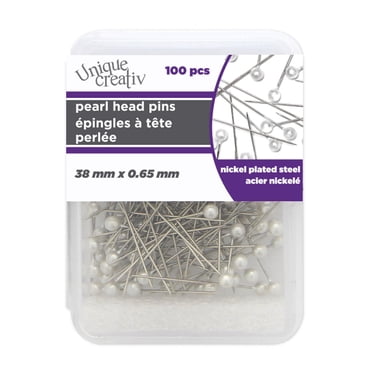 UNIQUE CREATIV Pearl Head Pins - White, 38 mm (1.5 in) × 0.7 mm (0.03 in), 100-Pack