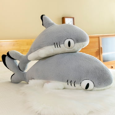 Lubelski Shark Cat Poupée en Peluche Douce 2-en-1 Jouet en Peluche Animal en Peluche Peluche Accessoire Décoratif de Fête Chambre Canapé Compagnon de Sommeil Duveteux Oreiller Décoration pour la Maison