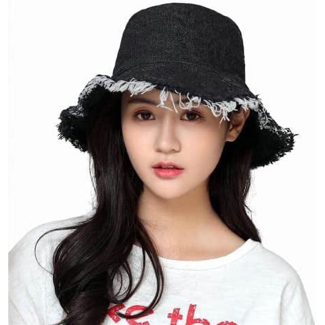 LinYooLi Chapeau Seau Chapeau de Soleil Chapeaux Seau pour Hommes Chapeau de Plage pour Femmes Chapeau de Pêcheur en Denim Décontracté Chapeau Pliable Mode Urbaine Randonnée