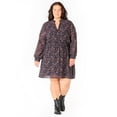 thumbnail image 4 of Devoted Taille Plus Femme Mini robe à manches longues avec taille smockée et boutons sur le devant, 4 of 6