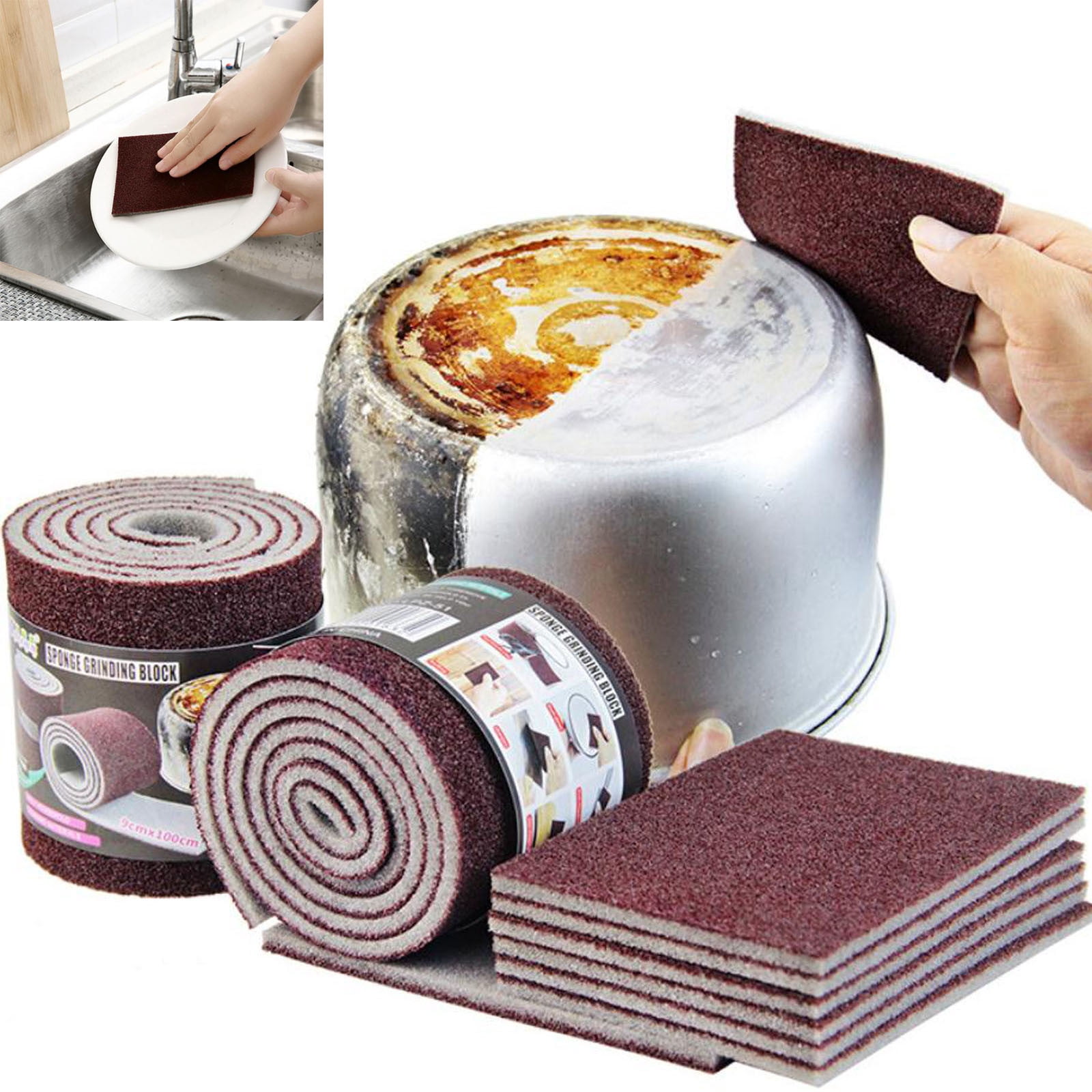 Dvkptbk Sponge Kitchen Cleaning Wipe Dish Scrubbing Brush Pot Rust and Decontamina