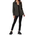 thumbnail image 2 of INSPIRE CHIC Women's Drawstring Waist Flap Pockets Lightweight Utility Jacket Dark Grey L, 2 of 5