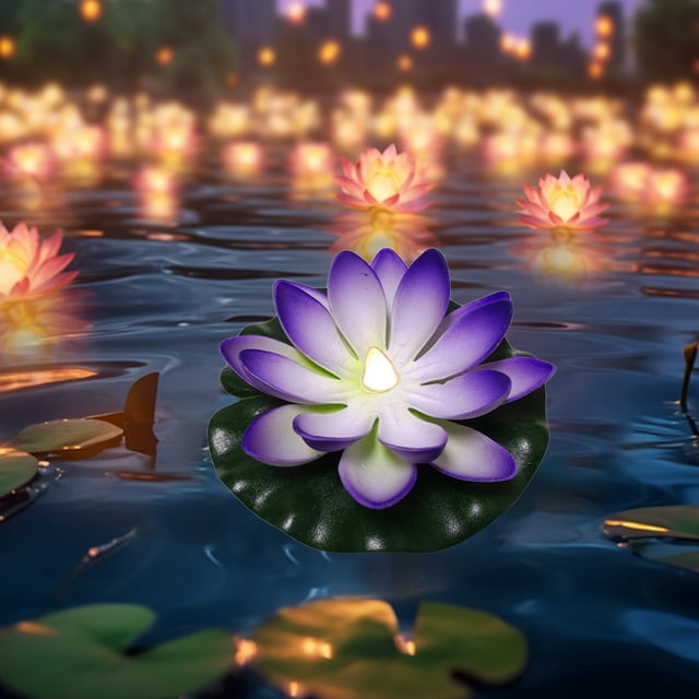 EGNMCR Water Sensing Lotuse Pool Lamp Floating Lotuse Pool Lamp Water Sensing Floating Pool Lamp LED Floating Solar Pool Lamp Diwali Festival Blessing River Lantern Solar light