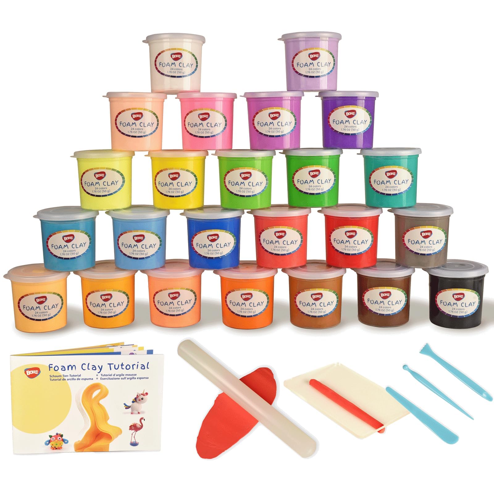 Modeling Foam Clay Kit BOHS 24 Colors 1.2 kg with Tools