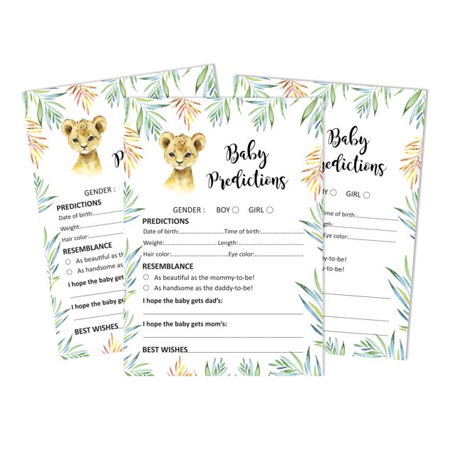 Inkdotpot Baby Cheetah Jungle Animals Party Supplies Set Of 50 Baby ShowerPrediction Cards For Baby Shower Game