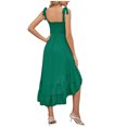 thumbnail image 4 of TopLLC Summer Dress Womens Summer Boho Spaghetti Strap Square Neck Solid Color Ruffle A Line Beach Long Maxi Dress Plus Size Dresses,Beach Sundress, 4 of 5