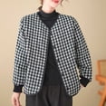 thumbnail image 5 of Ailaofu Women's Plus Size Houndstooth Open Front Long Sleeve Jacket Outerwear, 5 of 5