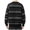 thumbnail image 4 of UVEASISHA Striped Sweater Mens Color Block Knitted Pullover Round Collar Fashion Drop Shoulder Jumper Tops Comfy Casual Loose Ribbed Knit Sweaters Clearance Sales Today Dark Gray 3XL, 4 of 4