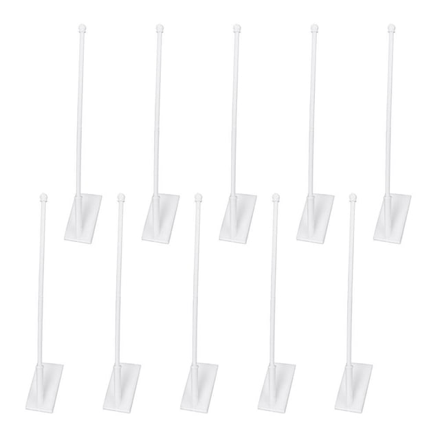 15Pcs Simple Car Window Flag Poles Portable Flagpole Banner Brackets (White)