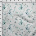 thumbnail image 3 of oneOone Tissu Jersey Viscose Crème Floral & Paon Matériel de Robe Tissu Imprimé Tissu au Mètre 60 Pouces de Large, 3 of 5