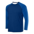 thumbnail image 2 of BiZtdJrK Sun Protection Shirts for Men Fashion Color Block Long Sleeve Workout Tops Rash Guard Quick Dry Hiking Fishing Shirt, Blue, S, 2 of 3