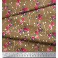 thumbnail image 3 of Soimoi Modal Satin Tissu Feuilles, & Rose Imprimé Floral 1 Yard 42 Inch Wide, 3 of 3