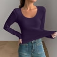 thumbnail image 3 of Lmnyox T-Shirt à Col Rond pour Femmes Manches Longues Décontracté Mode Basique Automne Hiver, 3 of 4