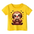 thumbnail image 4 of T-shirts Filles Enfants Imprimé Animaux Mignons Sports Décontractés Col Rond Manches Courtes Hauts Filles Jaune 10-12 Ans, 4 of 4