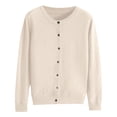 thumbnail image 1 of Hontri Cardigans pour Femmes Légers Offres à Moins de 15 $, Cardigan Basique pour Femmes à Col Rond, Manches Longues, Boutonné, Manteau Court en Molleton à Col Rond pour Femmes Beige m, 1 of 5