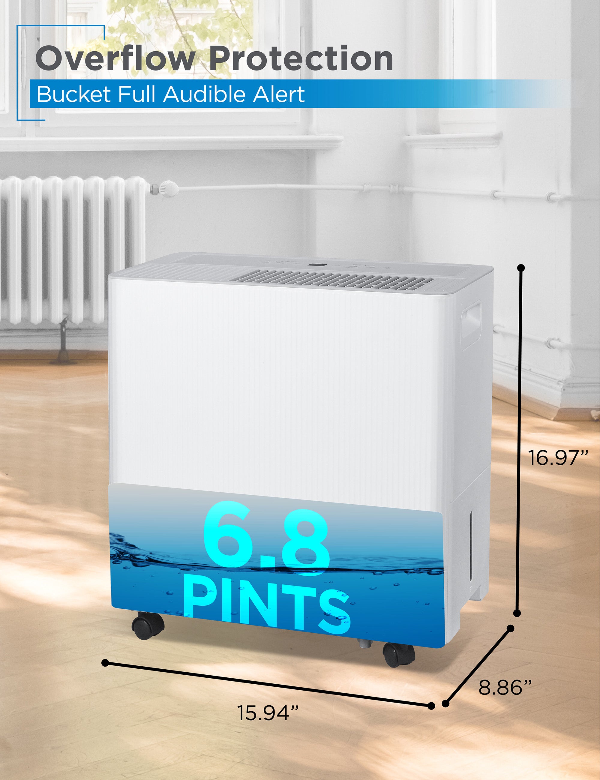 BLACK+DECKER 22.27-Pint Portable Dehumidifier, For up to 1500 Sq. Ft. Coverage, 6.8-Pint Bucket, Energy Star 6.0 Certified, BDM22WCDA, White