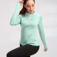 thumbnail image 4 of CEHVOM Blouse de Sport à Manches Longues pour Femmes, Couleur Unie, Col Rabattu avec Fermeture Éclair, Liquidation, 4 of 8
