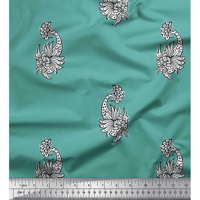 Soimoi Poly Georgette Fabric Floral Block Print Fabric by The Yard 52 Inch Wide