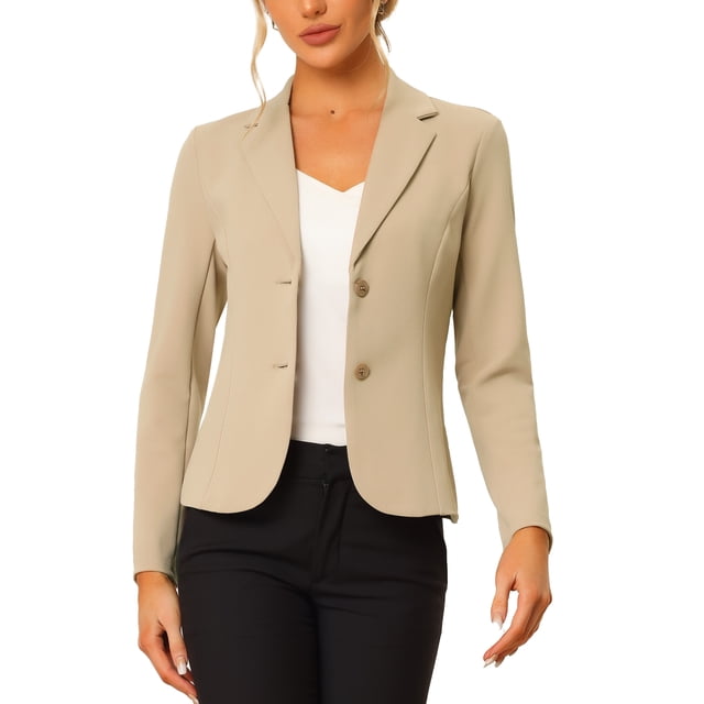 INSPIRE CHIC Blazer de Travail de Bureau pour Femme Extensible à Col à Revers Veste à Manches Longues Blazer de Complet m Kaki