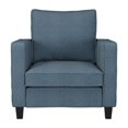 thumbnail image 3 of CorLiving Georgia Linen-Like Fabric Upholstered Indoor Living Room Furniture Set with Armchair and Ottoman, Blue, 3 of 6
