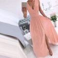 thumbnail image 4 of Gspmoly Robes d'Été pour Femmes, Mode Femme Décontractée Angleterre Ample Sans Manches Uni Col en V Robe Longueur au Sol Robes de Soirée pour Femmes Économies, 4 of 6