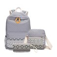 thumbnail image 1 of QualitChoice 3 Pieces Canvas Backpack Shoulder Organizer Set Large Capacity for Zipper Ethnic Style School Bags Causal Adjustable Travel Bag Gray, 1 of 6