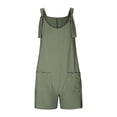 thumbnail image 3 of AherBiu Boho Jumpsuit for Women Short Beach Suspenders One-Piece Summer Outfits Solid Color Rompers with Pockets, 3 of 7