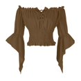 thumbnail image 1 of bbymog Womens Renaissance Peasant Blouse Off Shoulder Trumpet Sleeve Tops Brown XXL, 1 of 7