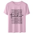 thumbnail image 4 of SMihono Hauts pour Femmes Été Chic Décontracté Mode pour Femmes Ample Col Rond Chandail à Enfiler de Base Fête des Enseignants Mignon Imprimé Manches Courtes Haut T-Shirt T-Shirt Oversize pour Femmes 2023, 4 of 7