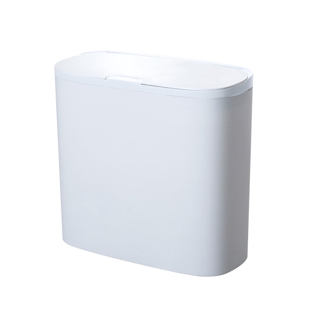 Trash Can Kitchen 13 Gallon with Lid Touchless Sensor Trash Can in a modern white finish, constructed from Acrylonitrile Butadiene Styrene and electronic components. This 13-liter (3.4-gallon) capacity bin features a motion-activated sensor for hands-free operation, opening the lid when motion is detected within 6-30 cm and closing silently after 5 seconds. Suitable for kitchens, living rooms, or offices, it measures 30.6x15.4x28.2 cm (12.05x6.06x11.1 in) and is USB rechargeable.