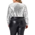 thumbnail image 3 of GRACE & GRANDEUR Grande Taille pour Femmes Veste à Paillettes Fête Ouverte devant Boléro à Manches Longues Veste Courte Argent 4X, 3 of 5