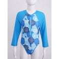 thumbnail image 2 of YONGHS Kids Girls Long Sleeve One Piece Swimsuits Zipper Rash Guard Swimwear UV Protection Bathing Suit Blue Flower 8, 2 of 7