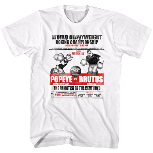 Popeye Vs Brutus T-Shirt Blanc pour Adulte 6TG