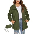 thumbnail image 3 of Sentmoon Waterproof Jacket Long Sleeve Adult Ponchos with Hood Solid Color All-Weather Zippered Raincoat for Men with Pockets for Hiking, Camping & Everyday Use Green S, 3 of 8