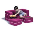 thumbnail image 1 of Jaxx Zipline Modular Kids Loveseat & Ottomans, Fuchsia, 1 of 8