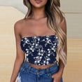 thumbnail image 5 of Tube Top for Women, Sleeveless Strapless Solid Color Polyester Top with Elastic Band, Regular Length, Blue L, 5 of 5