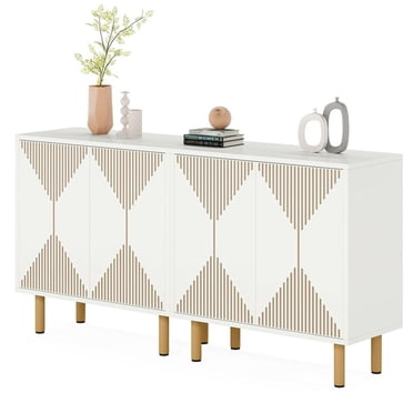 Tribesigns 55 inches Storage Cabinet, Wood Freestanding Floor Cabinet Sideboard Buffet Cabinet with Doors, White