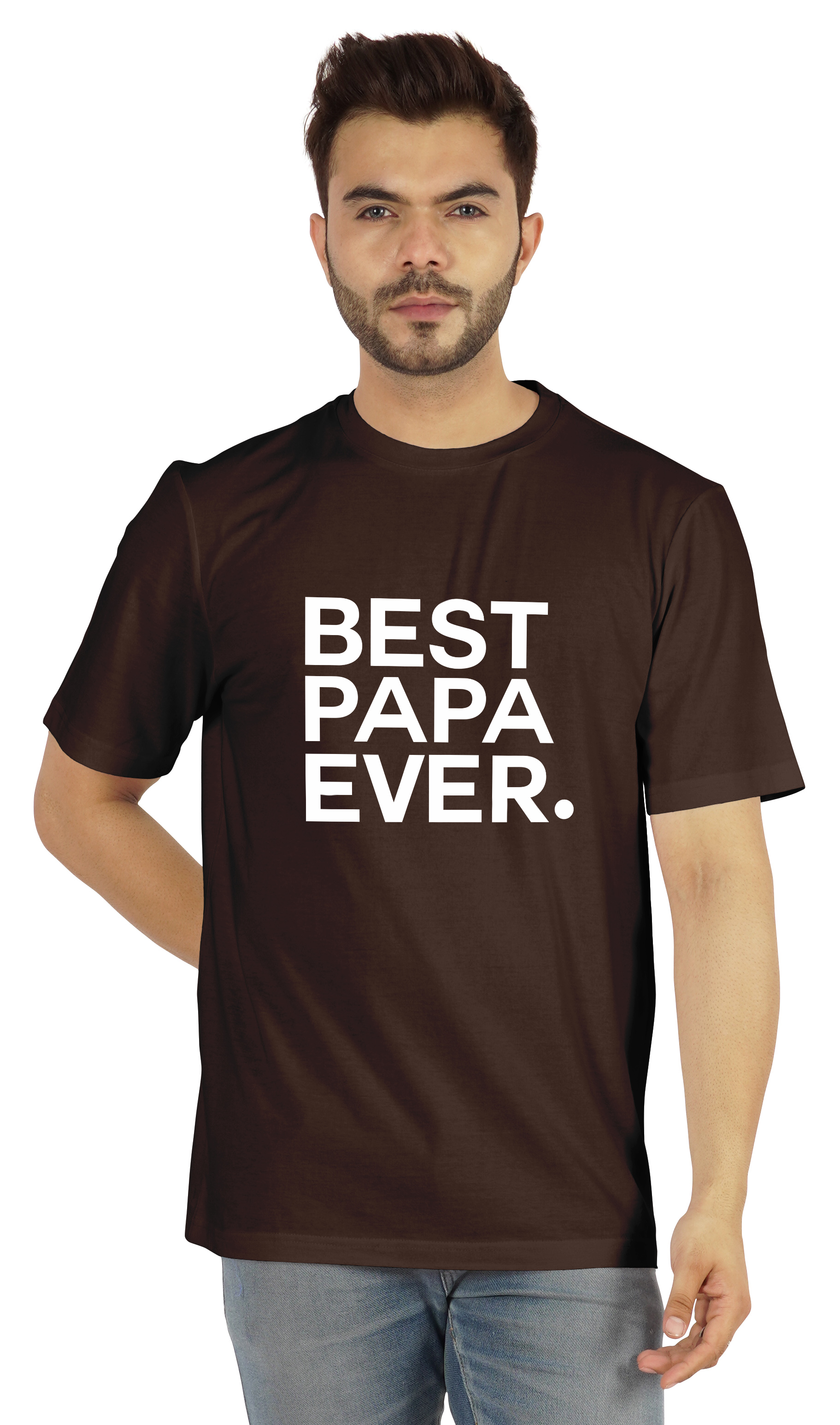 Inkmeso T-Shirt à Col Rond pour Hommes avec Imprimé Graphique Best Papa Ever.€ T-Shirt pour la Fête des Pères