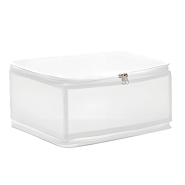 Graflsoa Foldable Translucent Storage Box for Clothes, Toys, and Bedding - 13L Capacity, White, 30x28x15cm, Space-Saving Design
