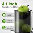 thumbnail image 4 of Masticating Slow Cold Press Juicer with Extra Wide Feed Chute for Vegetables and Fruits - Open Box, 4 of 5