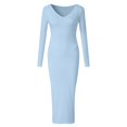 thumbnail image 5 of 2025 Robes Décontractées Mignonnes à Manches Longues pour Femmes Col en V Robe Moulante en Tricot Robe Longue Robes pour Dames Enseignantes Robe Robe de Fête, 5 of 5