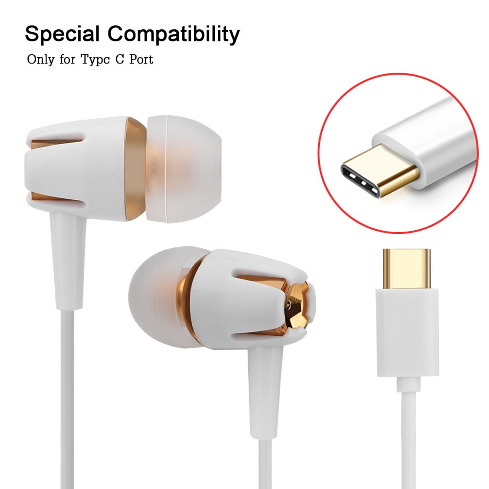 Type C Earbuds With Mic, Special Compatibility Type C Headphones Type C Headphones, Type C Earphones For Friends Family Couple Others