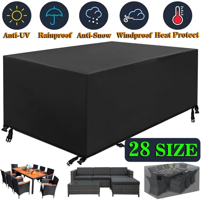 SHELTUSE Housses pour Meubles de Patio Imperméables, Housse pour Ensemble de Meubles Sectionnels d'Extérieur, Housses pour Table, Chaise et Sofa Rectangulaires, Housse de Protection pour Meubles Anti-Poussière Grande 50+ Tailles Disponibles