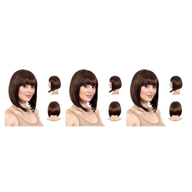 Maoww Easy To Care For And Style Bob Wigs With Brown Occasions Wigs With Bangs 3Set