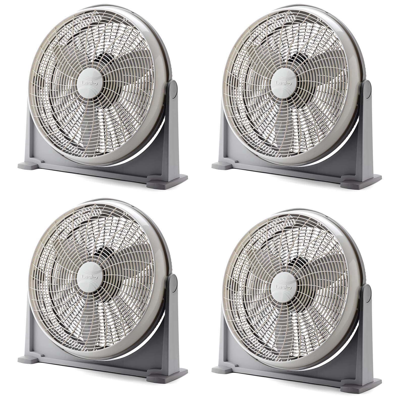 Lasko Ventilateur de Plancher Portable de 20 Pouces à 3 Vitesses avec Circulation d'Air de Refroidissement, Gris (Lot de 4)