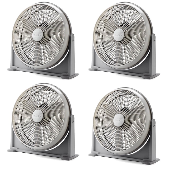 Lasko Ventilateur de Plancher Portable de 20 Pouces à 3 Vitesses avec Circulation d'Air de Refroidissement, Gris (Lot de 4)