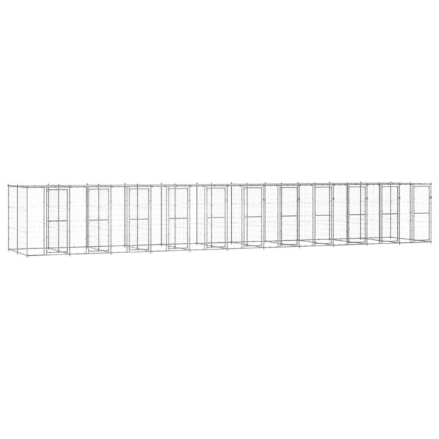 vidaXL Chenil Extérieur en Acier Galvanisé avec Toit 26,62 M2