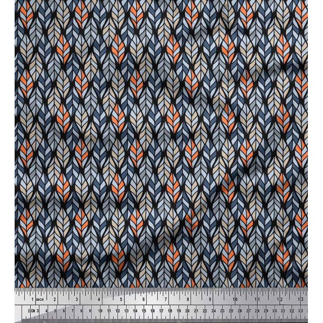 Soimoi Polyester Crepe Fabric Leaves Small Printed Craft Fabric by The Yard 52 Inch Wide