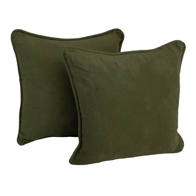 18-inch Double-corded Solid Microsuede Square Throw Pillows with Inserts (Set of 2) - Hunter Green